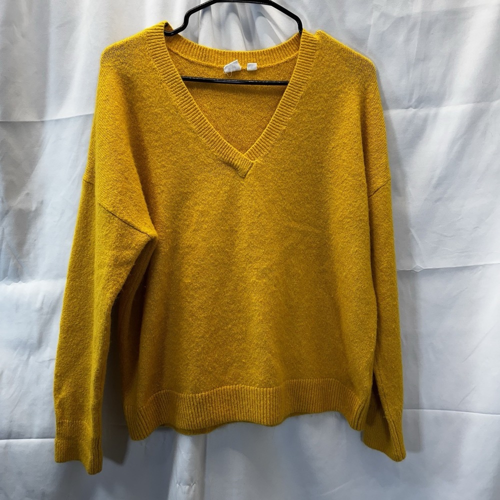 Gap Forevercozy V-Neck Sweater Mustard Yellow Kayak Drop Shoulder 408684-06 M